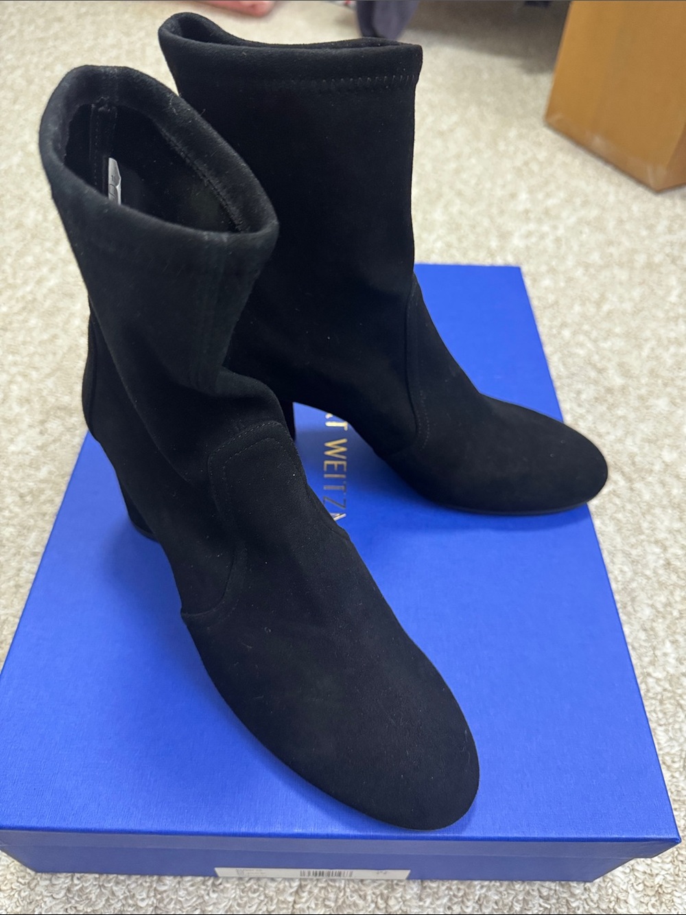 Stuart Weitzman Black Women's Stretch Sock Ankle Boots
